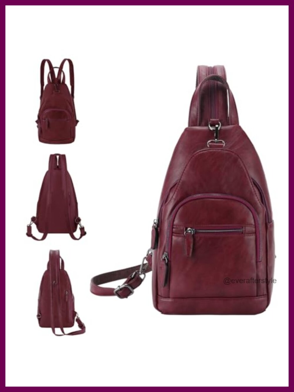 RAVUO Convertible Sling Bag Anti Theft Backpack Purse PU Leather
